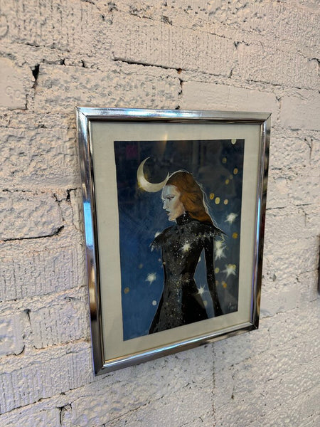 Signed women with moon portrait