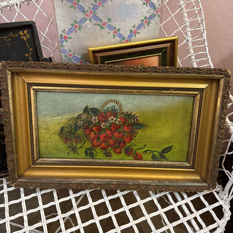 Framed Strawberries oil,@ 1880s