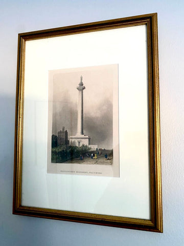 Vintage Washington's Monument, Baltimore Framed Artwork 11 x 14