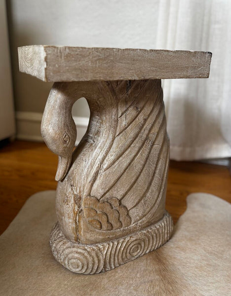 Carved Wood Swan Table 18H x 13D x 9W (in store PU)