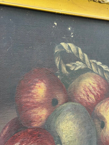 Antique Apples in basket still life oil on canvas art