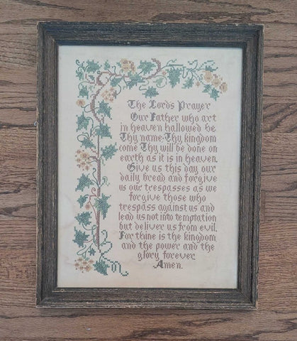 Vintage Needlepoint The Lords Prayer 17x21