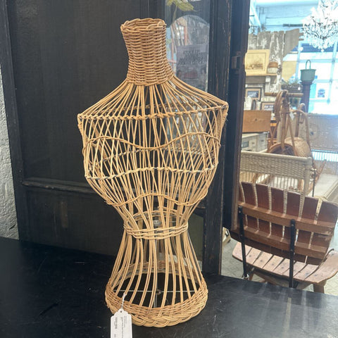 Vintage Wicker Bust Form 14"w x 25"h