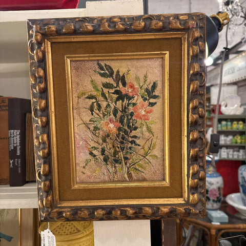 ART Textured Flowers gold frame gold velvet trim 11x13