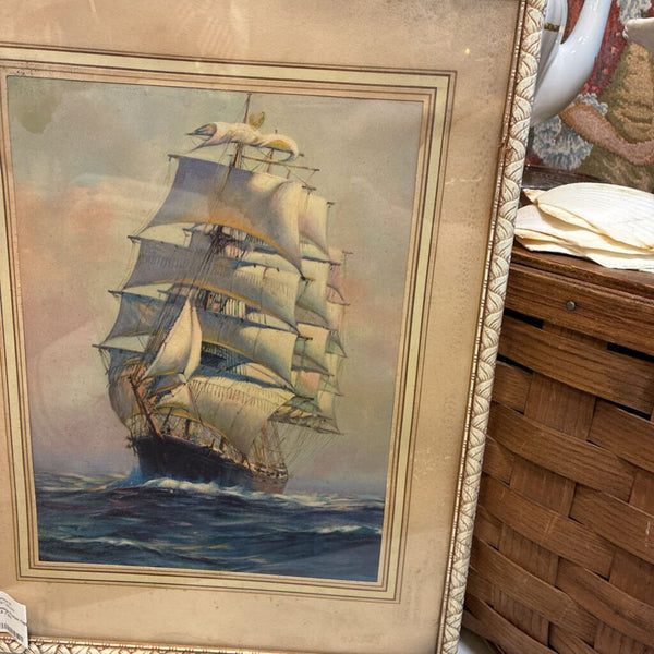 Vintage Framed Clipper Artwork 12.5 x 16.5