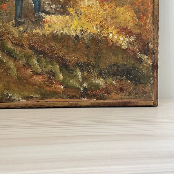 Moxie - Hiking In The Woods Painting - As Found - 17 x 21