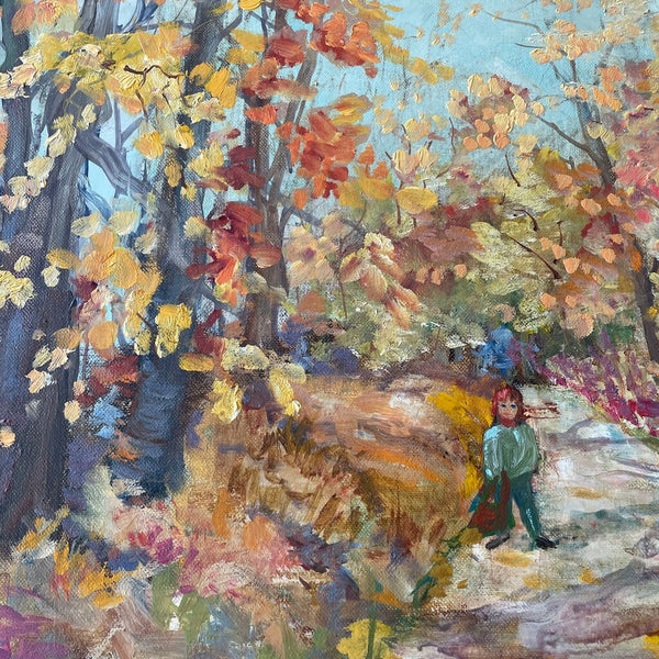 Moxie - Lillegard Fall Painting With 2 Girls - 20 x 16