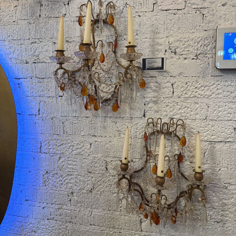PAIR CRYSTAL SCONCE