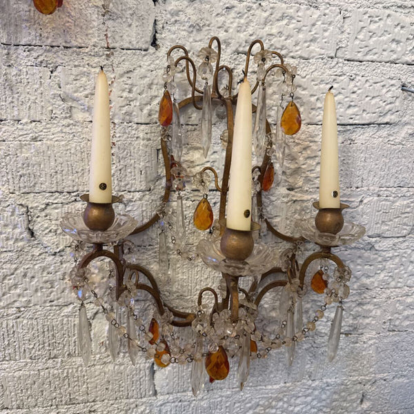 PAIR CRYSTAL SCONCE