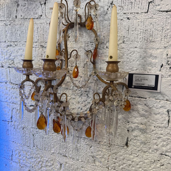 PAIR CRYSTAL SCONCE