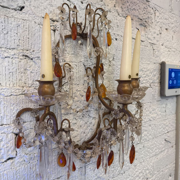 PAIR CRYSTAL SCONCE