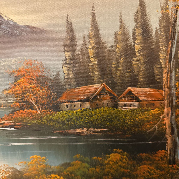 Framed Mountain Oil Painting 17x21