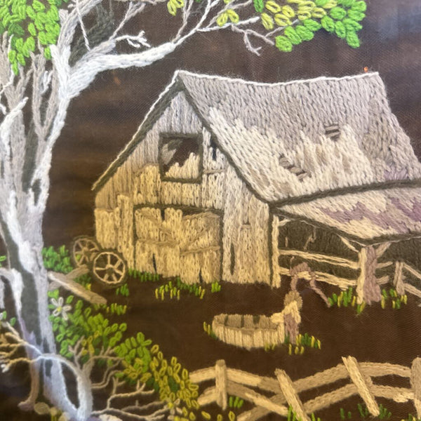 Framed Barn Needlepoint 16.5x20.5