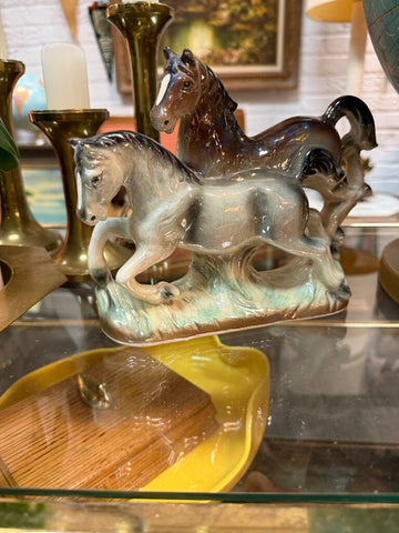 Vintage Horses Galloping Statue 7"tall W1414