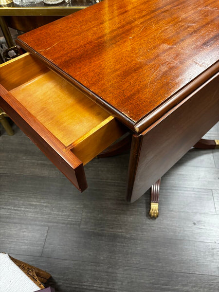 Antique Drop Leaf Table w/ Brass Claw Feet (in store PU)