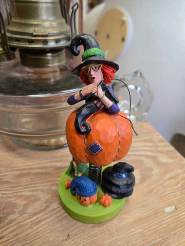Bouncing sewing witch 5"tall
