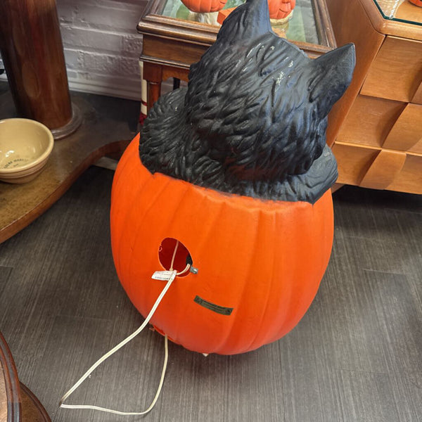 Cat in pumpkin blow mold 26" tall