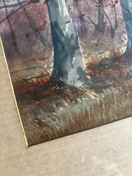 Antique Framed Watercolor of Trees