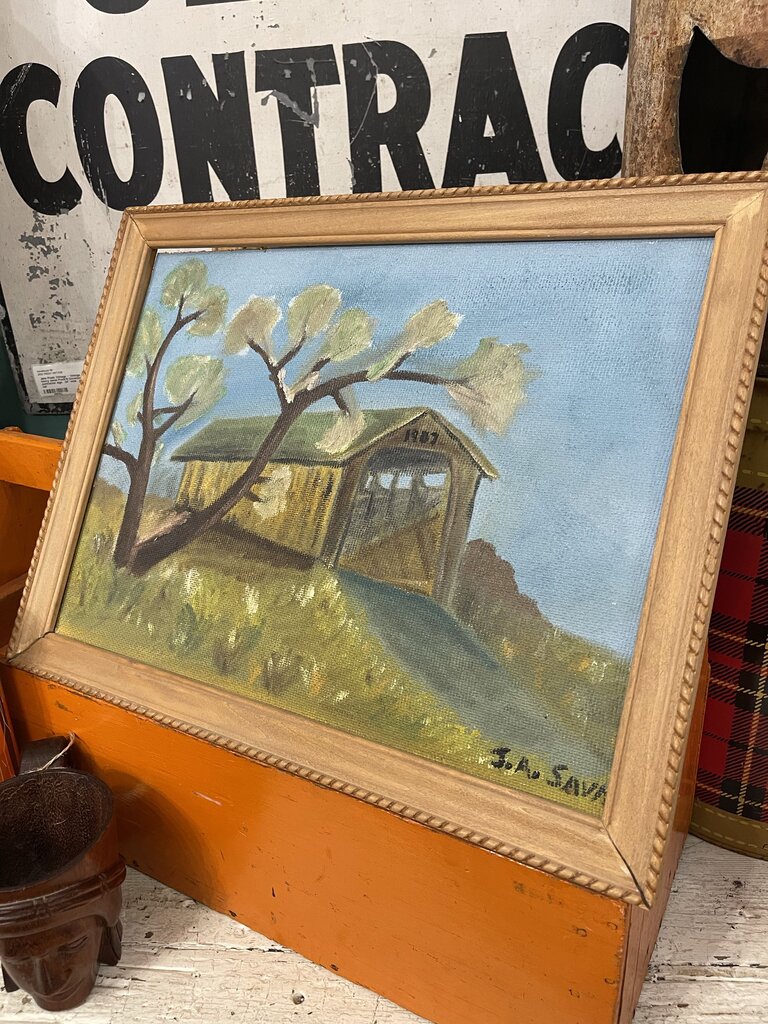 Jens Fresh Vintage ~ Vintage Covered Bridge painting