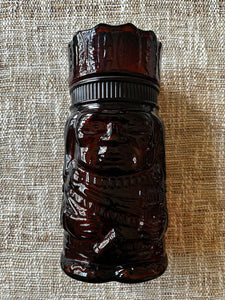 1960s Amber Glass Indian Chief Tobacco Jar