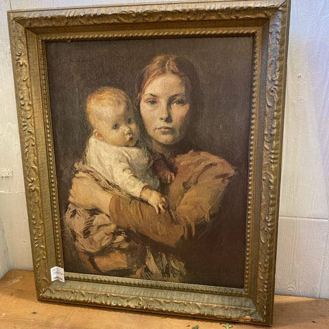Vintage Mother and Child Framed Artwork 20" x 24"