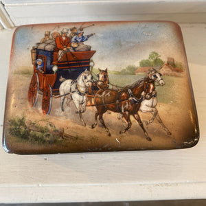 Royal Crown Czechoslavakia Trinket Box Stagecoach (as found) 4.5 x 3.5