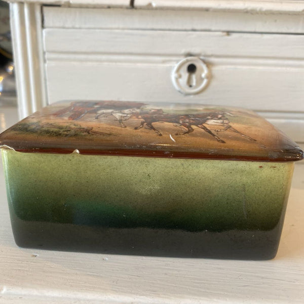Royal Crown Czechoslavakia Trinket Box Stagecoach (as found) 4.5 x 3.5
