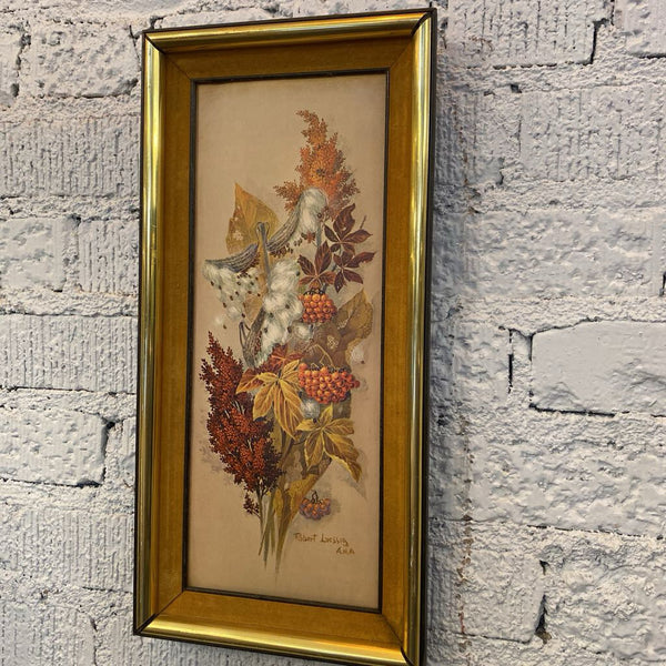Vintage Framed Print w/ Mustard Yellow Velvet Matte by Robert Lawssig 9"x 17"
