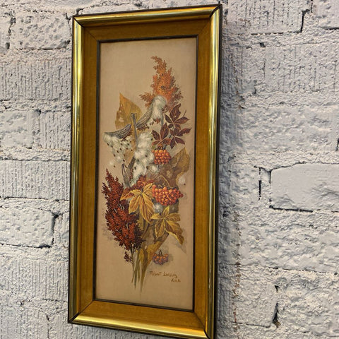 Vintage Framed Print w/ Mustard Yellow Velvet Matte by Robert Lawssig 9"x 17"