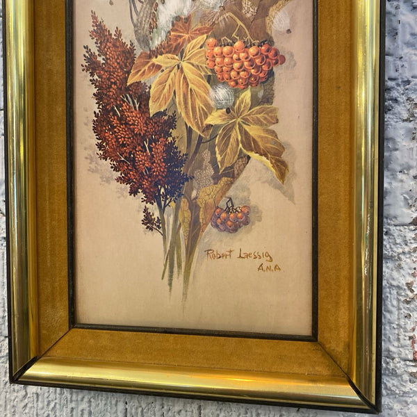 Vintage Framed Print w/ Mustard Yellow Velvet Matte by Robert Lawssig 9"x 17"