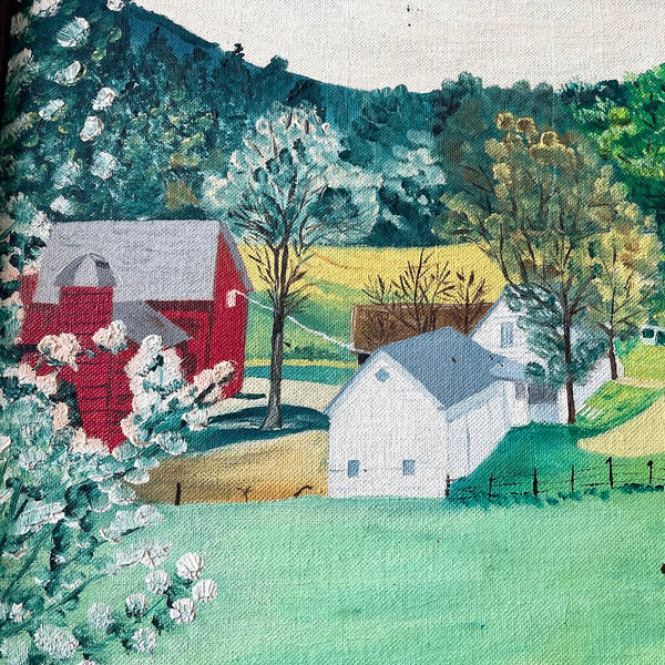 Moxie - Folky Fannie Bender Painting - Barns and Road - 27 x 21