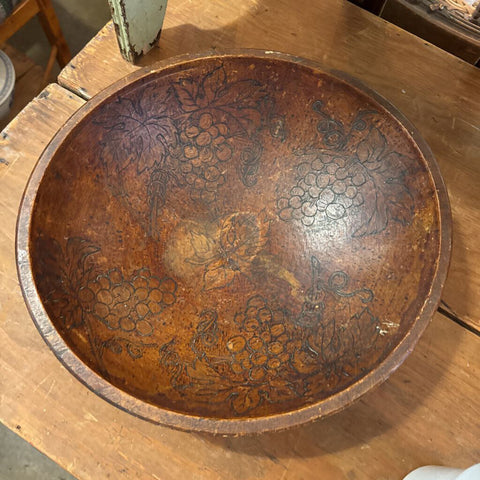 Grapevine Pattern Wood Bowl