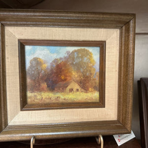 Framed Oil, Homestead signed Riston 8x7"