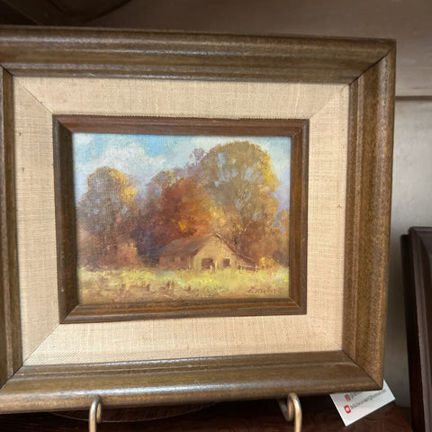 Framed Oil, Homestead signed Riston 8x7"
