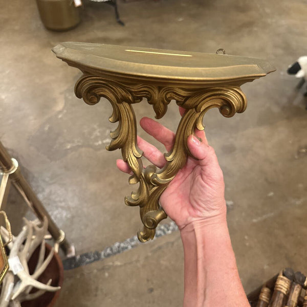 PAIR GOLD SYROCO WOOD SHELVES 9 1/2" X 9"