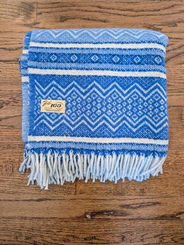 Vintage Scandinavian Blue Wool Throw