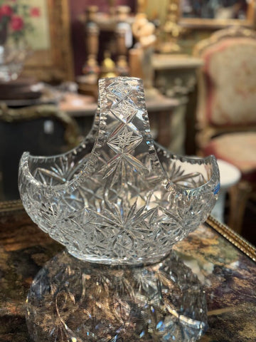 Large cut glass basket