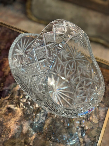 Large cut glass basket