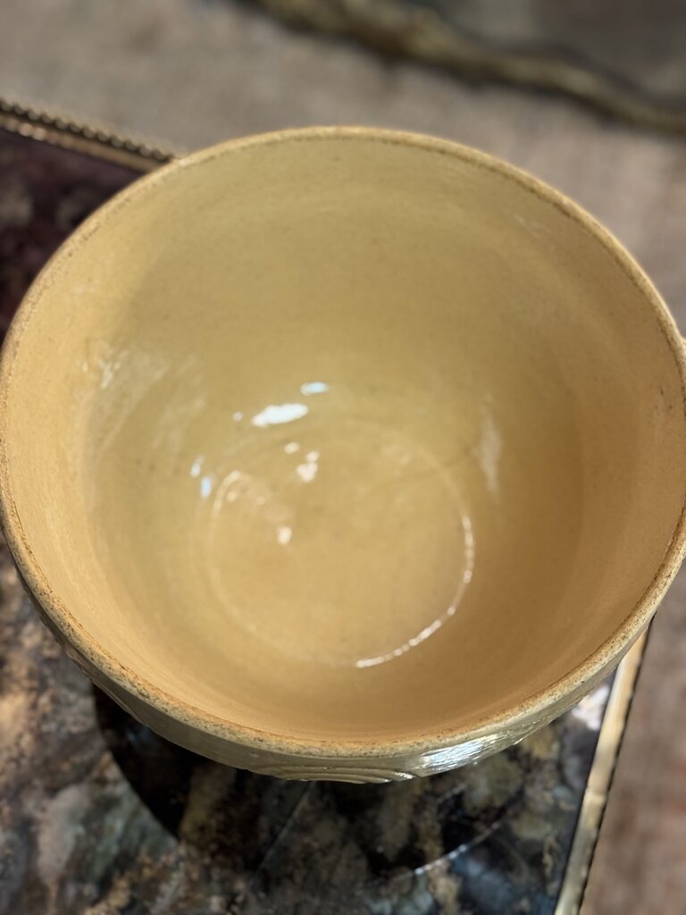 Large yellow ware striped bowl