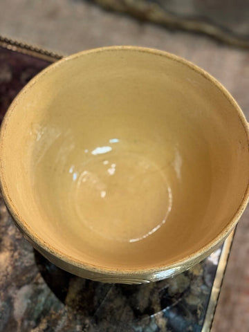 Large yellow ware striped bowl