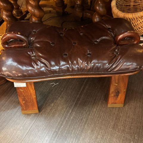 Camel saddle stool brass inlay