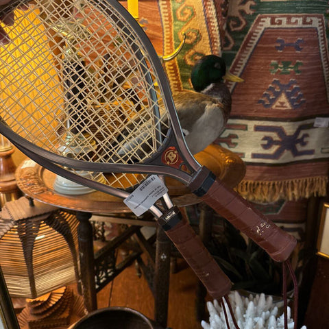 Pair of leather badminton rackets