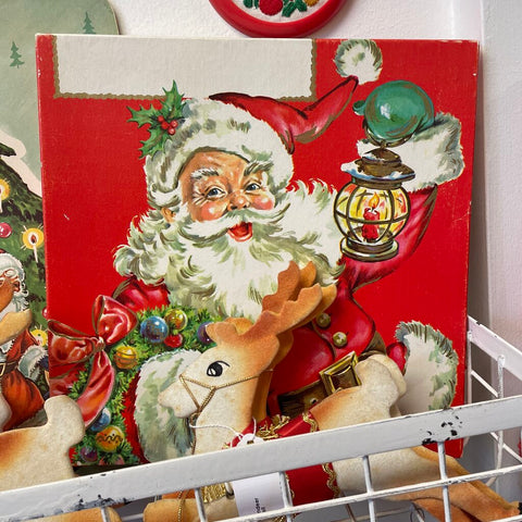 Moxie - Vintage Santa Holding Lantern Gift Box - 10.5 x 10.5