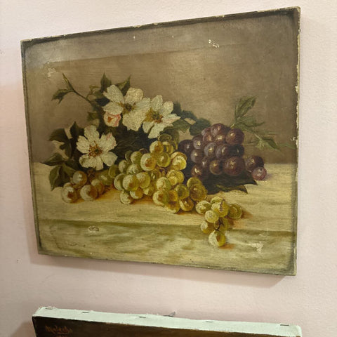 Oil painting, Victorian, 12" x 14" grapes