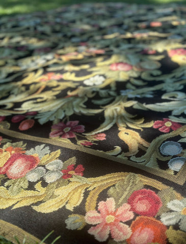 9 1/2 x 13 NEEDLEPOINT RUG, AS FOUND