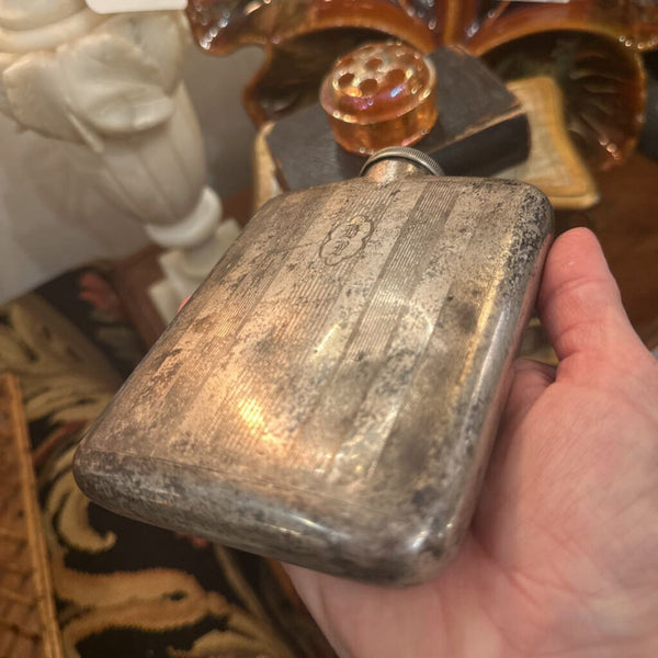 MONOGRAMMED FLASK , GREAT PATINA!