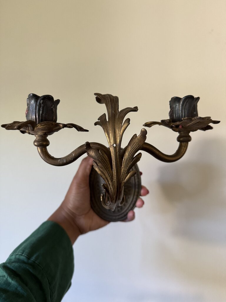 Antique double arm mini wall sconces (as-is)