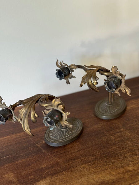 Antique double arm mini wall sconces (as-is)
