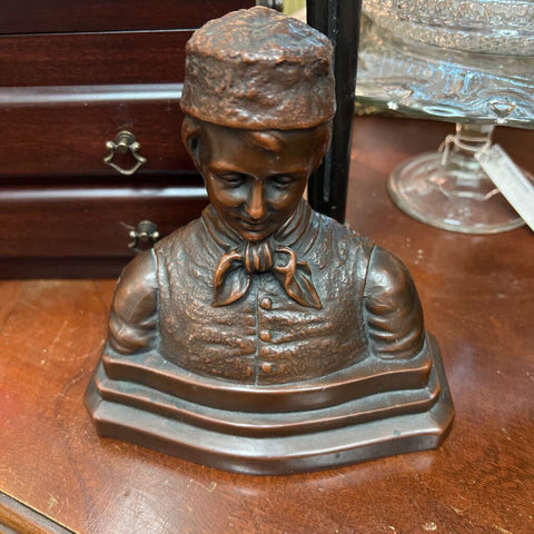 Vintage Armor Bronzed Dutch Man Bookend with Hat