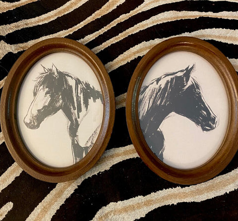 Vintage Horse Silhouette Artwork (PAIR) 9.5" x 12"